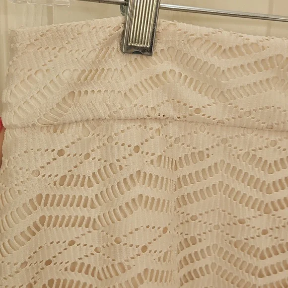 Cato Cream Fringe Crochet-look Lace / Openwork Knit Knee Length Skirt Sz 14 - Picture 2 of 9